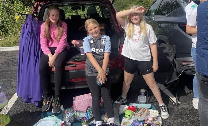 Children enjoying the Kid's Car Boot Sale in 2023 at Haywood Lodge